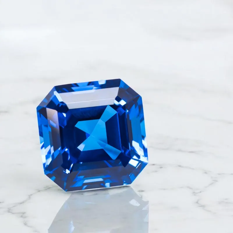Laborgezüchteter Kobalt-Spinel in Asscher-Schliff, Blaue Farbe, Edelstein für DIY-Ring-, Halsketten- und Ohrringherstellung, Materialien wählbar, Zertifikat verfügbar – Detail 4