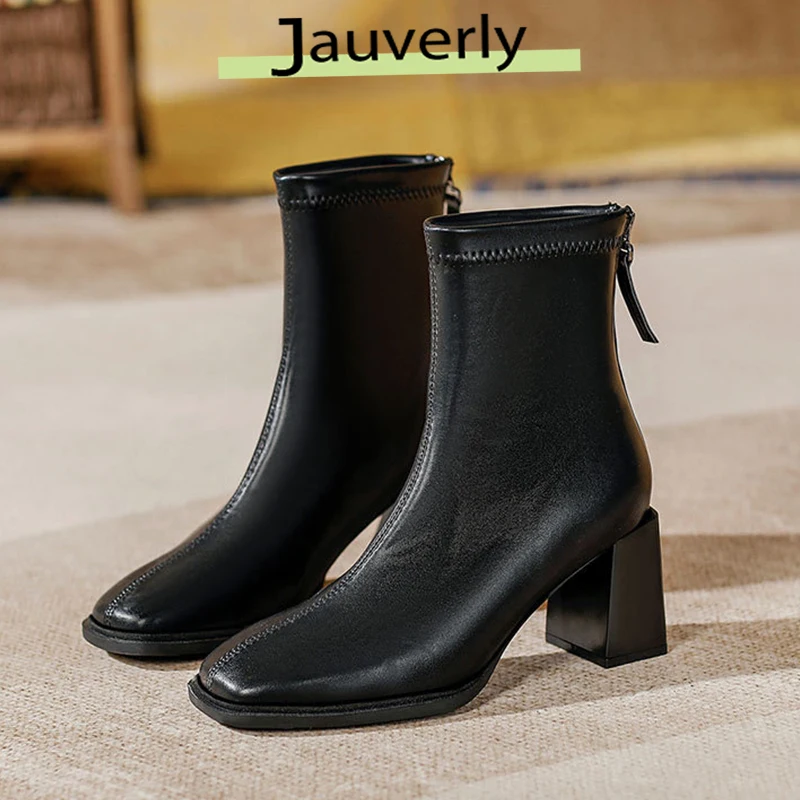 

2025 теплые хлопковые женские ботильоны в стиле ретро, модная элегантная обувь с квадратным носком, осенне-зимние женские короткие сапоги на толстом каблуке
