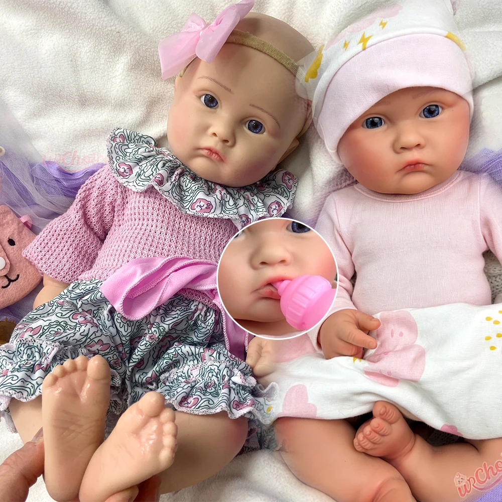 

18Inch Premium Handcrafted Silicone Reborn Baby Girl Can Open Mouth Soft Lifelike Waterproof Collector’s Doll for Doll Artists