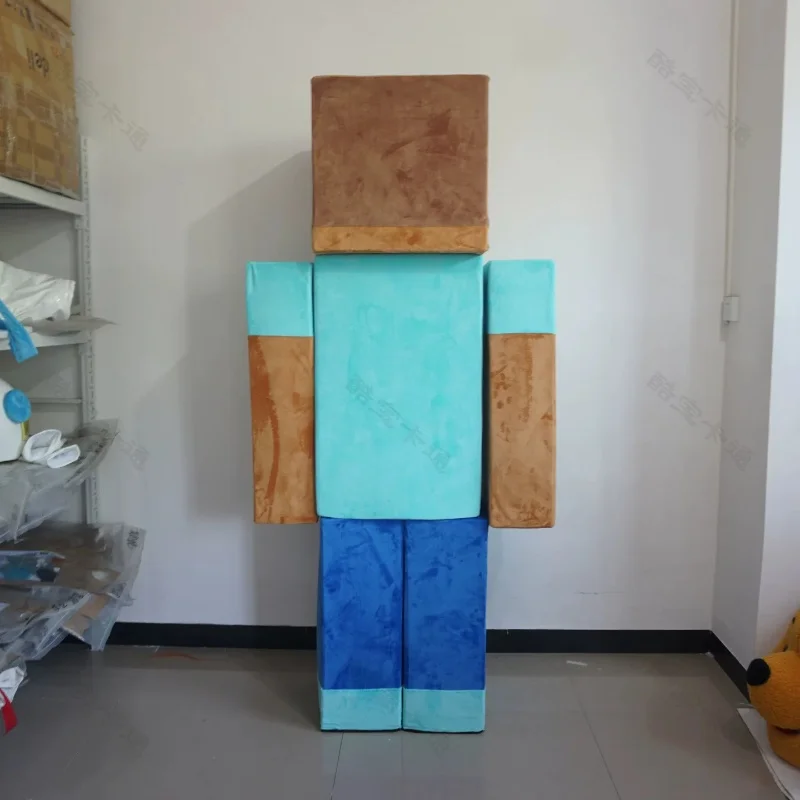 Cartoon-Holzblock-Figuren-Maskottchen-Kostüm für Erwachsene, Cosplay, beliebte Charakteranzüge, Geburtstag, Karneval, Party, Aufführungs-Requisite, Jungen-Geschenk
