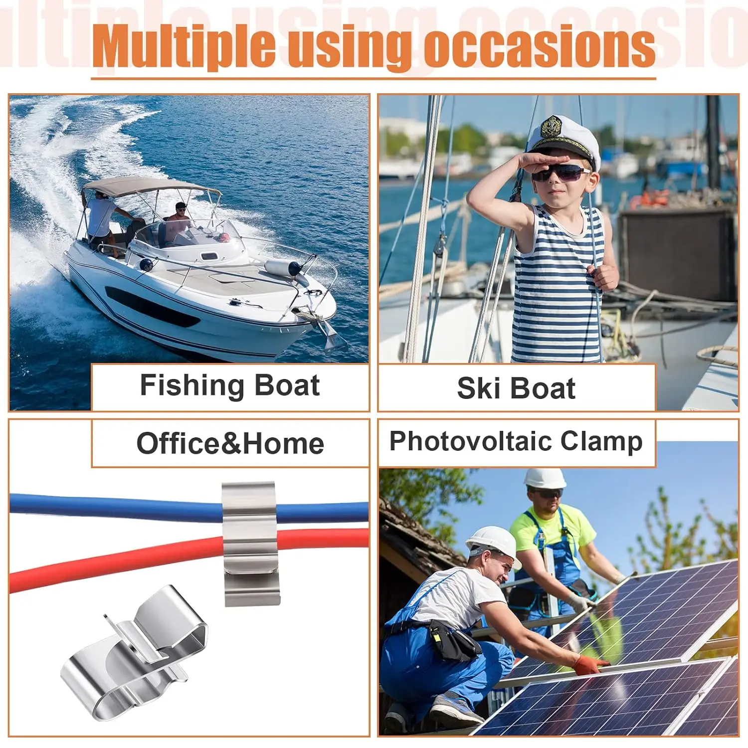 50Pcs Solar Panel Wire Clip For 2x6mm Stainless Steel Cable Trailer Photovoltaic Clamps Clip Organizer For PV Wiring Boat view 4