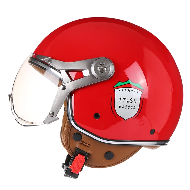 Vintage 3 4 Chopper Motorcycle Retro Helmet Open Face Helmets Scooter with Visor Casco Moto Vespa Vintage Motorbike half Casco AliExpress