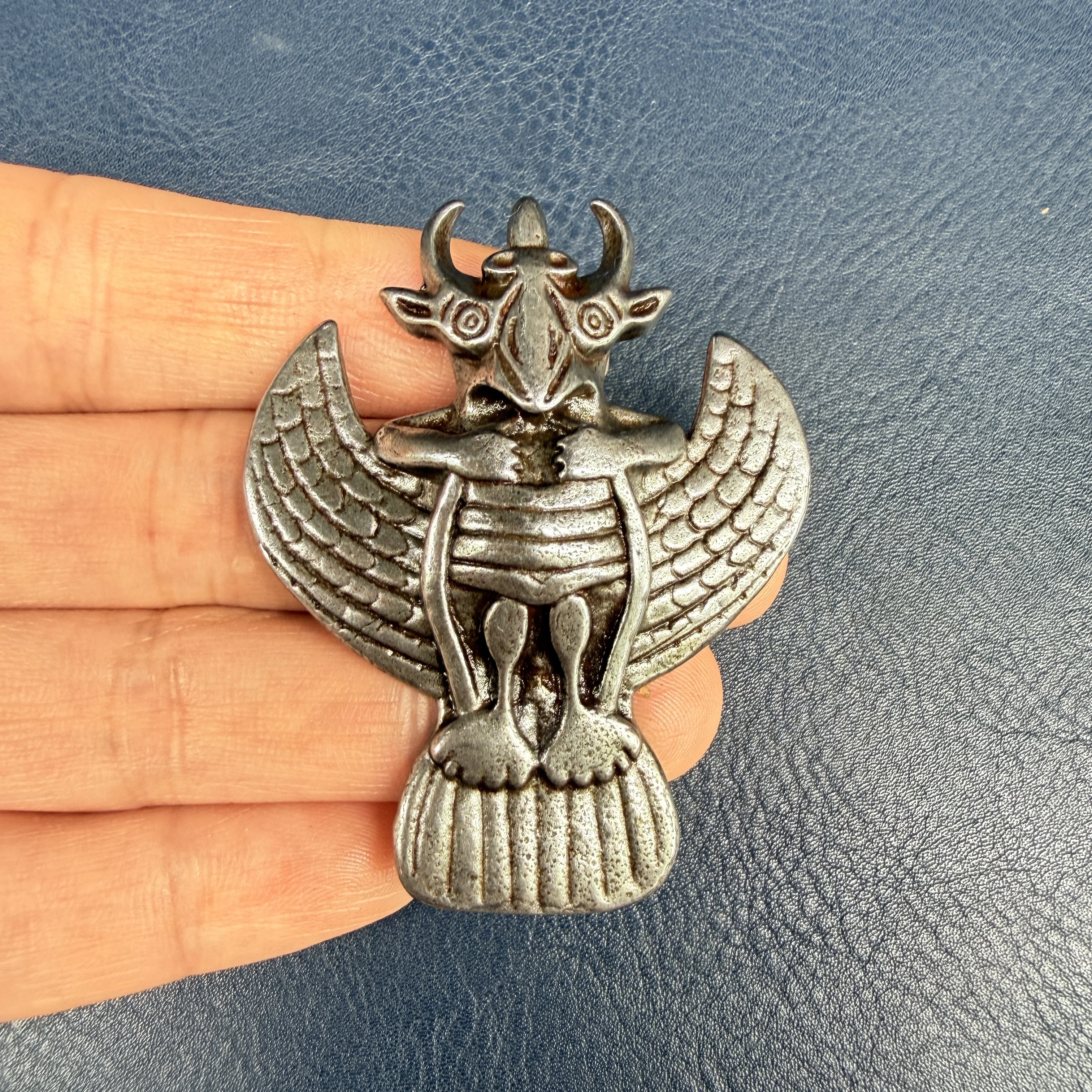 Tibetan Garuda Bird Iron Amulet Pendant, Antique Style Protection Symbol, Spiritual Home Decor