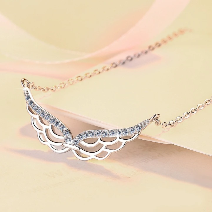 

New 925 Sterling Silver Necklace Pendant Angel's wings for Women Wedding Jewelry Engagement Charm Party Gift Fine chain
