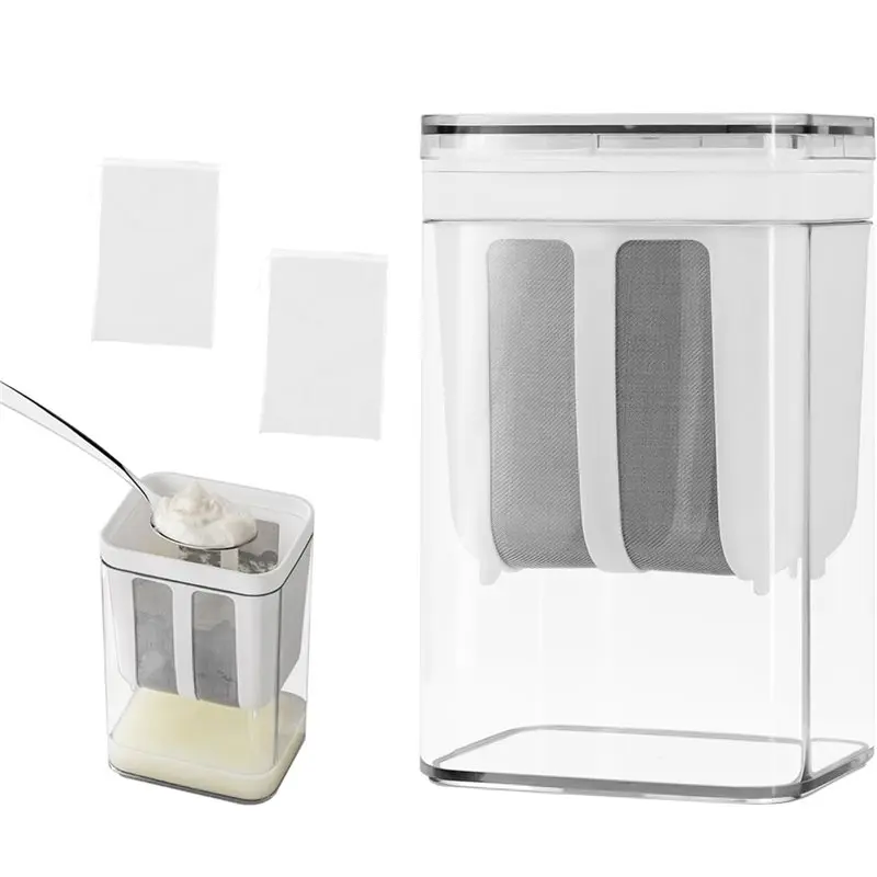 B62B-Greek Yogurt Strainer, 1100Ml Multi Purpose Yoghurt Maker Including Fine Mesh Bag& Lid For Thick Greek Yogurt, Soybean Milk