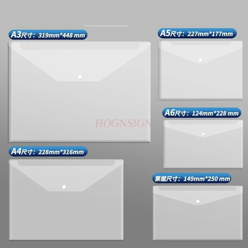 

10pcs Capacity Archive Material Bag Waterproof Document Clip A4 Thick Document Bag Transparent Plastic Large