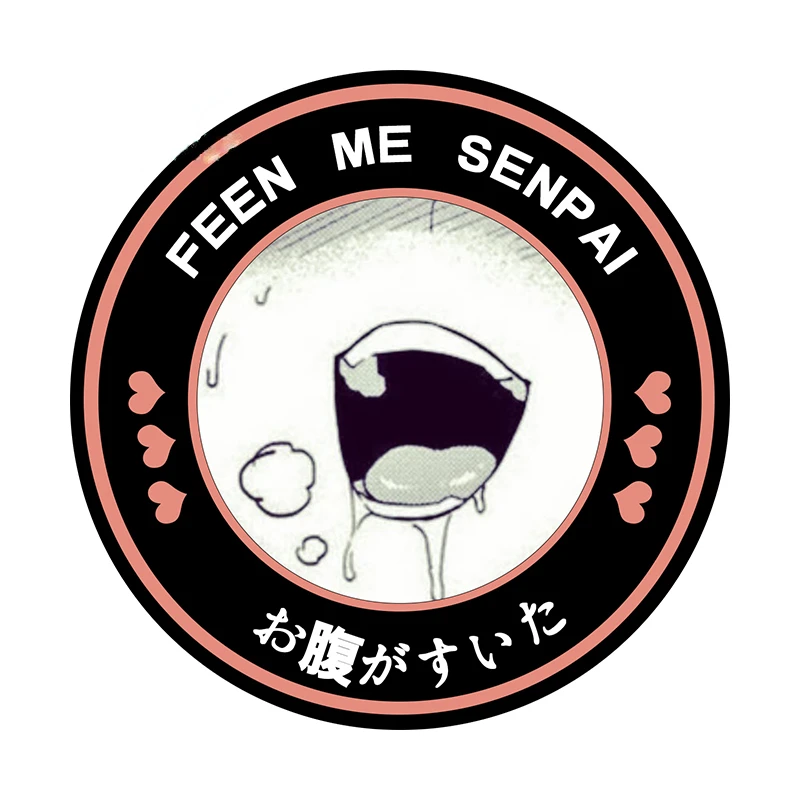

Feed Me Senpai Car Stickers Ahegao Windows Laptop Car Wrap Decal Anime Waterproof Car Accessories