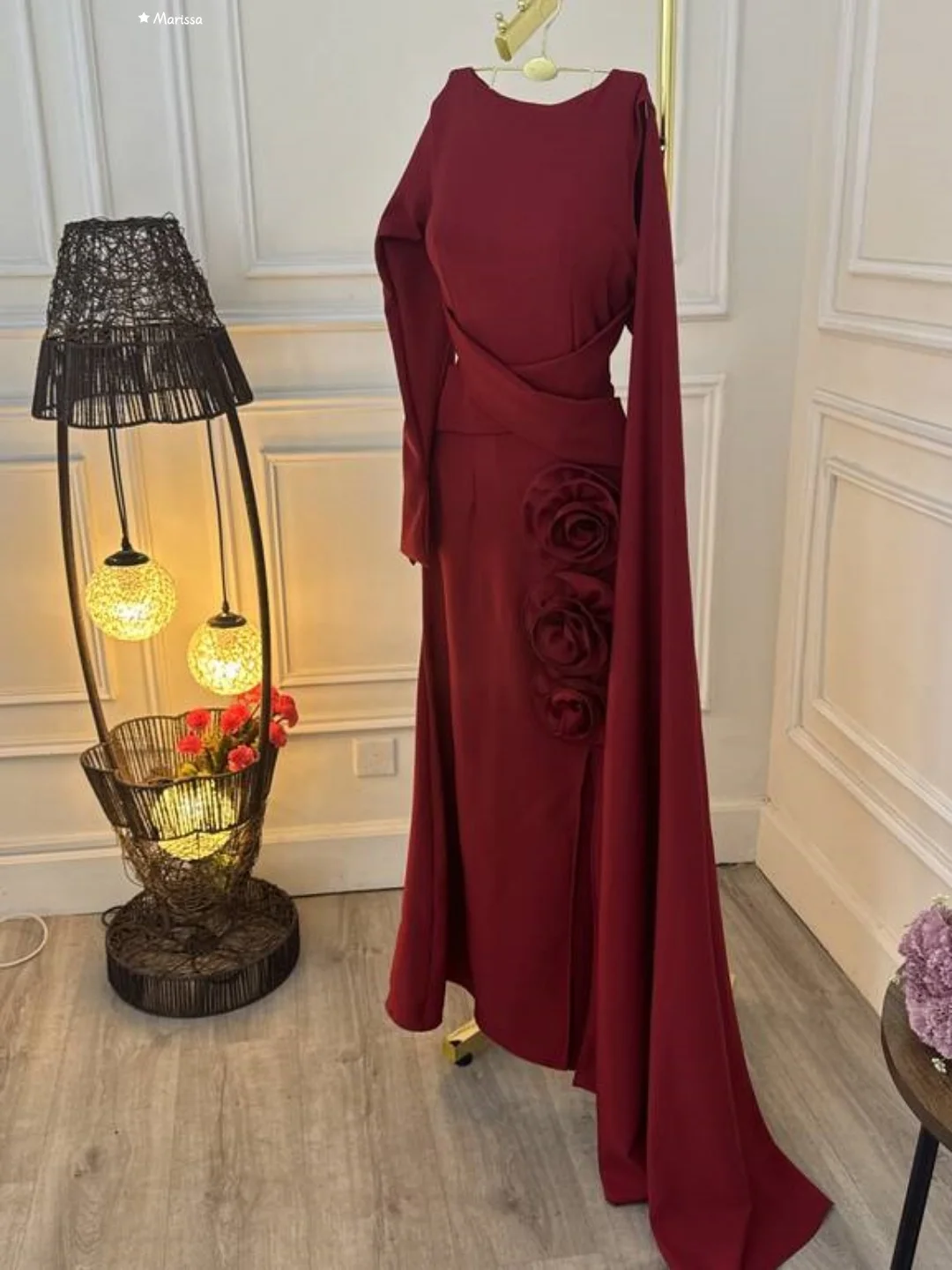 فساتين سهرة ماريسا بياقة دائرية للمناسبات الخاصة مصنوعة حسب الطلب فستان طويل أنيق ذيل السمكة لحفلات الزفاف مزين