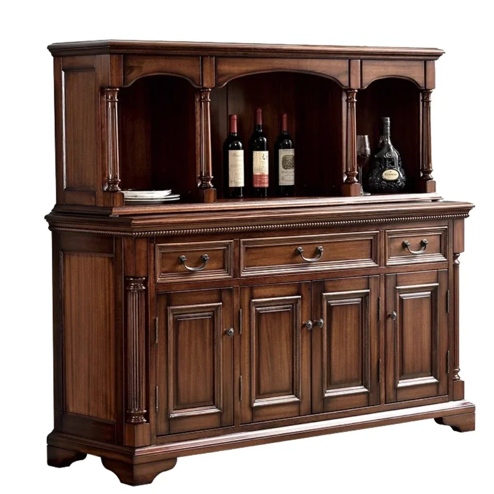 

American Country Solid Wood Sideboard Cabinet Four-Door Locker Hallway Wine Cabinet Household