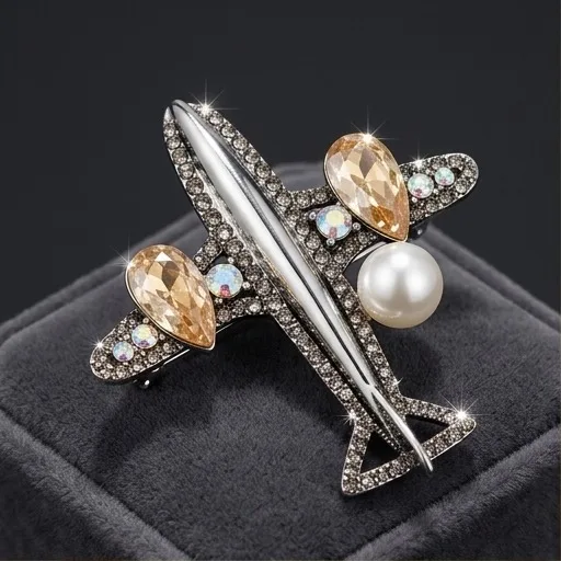 New minimalist, fashionable and creative hollow out rhinestone board airplane brooch, versatile coat clothing chest flower
