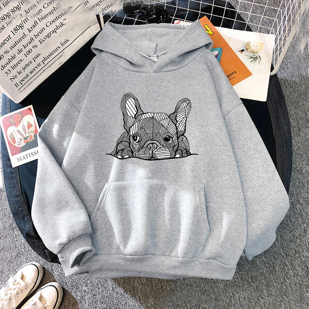 Anime French Bulldog Hoodie Women Harajuku Graphic Kawaii Dog Hoodies Unisex Autumn Winter Aesthetic Cartoon Pullover Sweatshirt