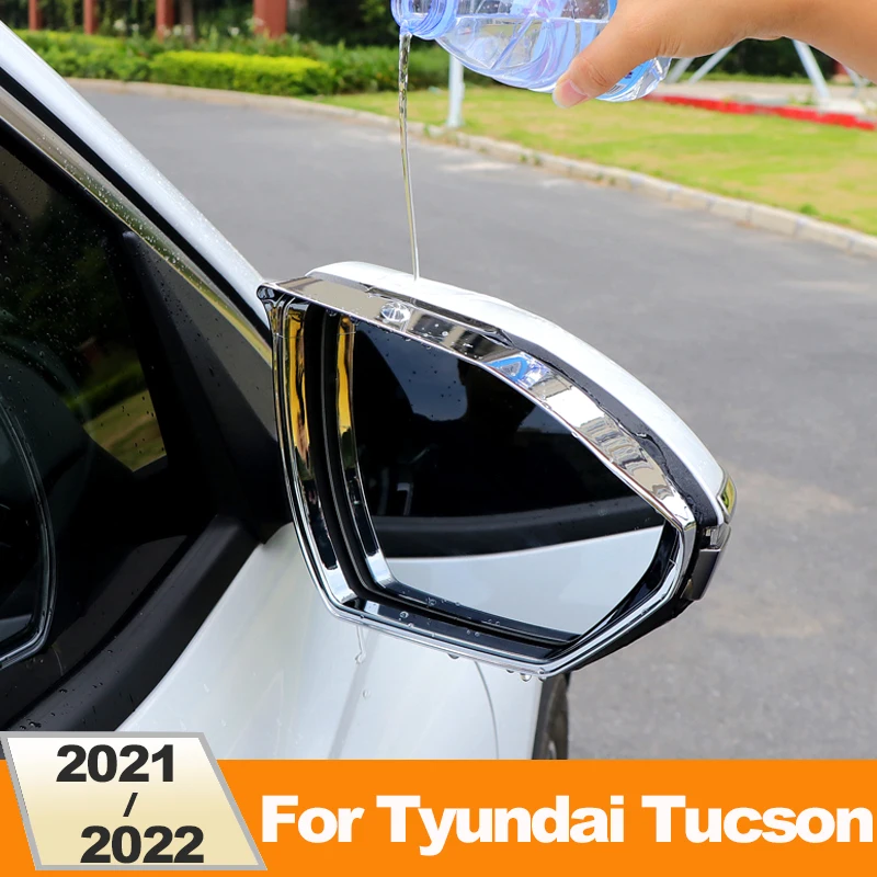 For Hyundai Tucson 2021 2022 2023 NX4 Hybrid ABS Plastic Car Rearview Mirror Eyebrow Cover Weather Shield Decoration Accessories