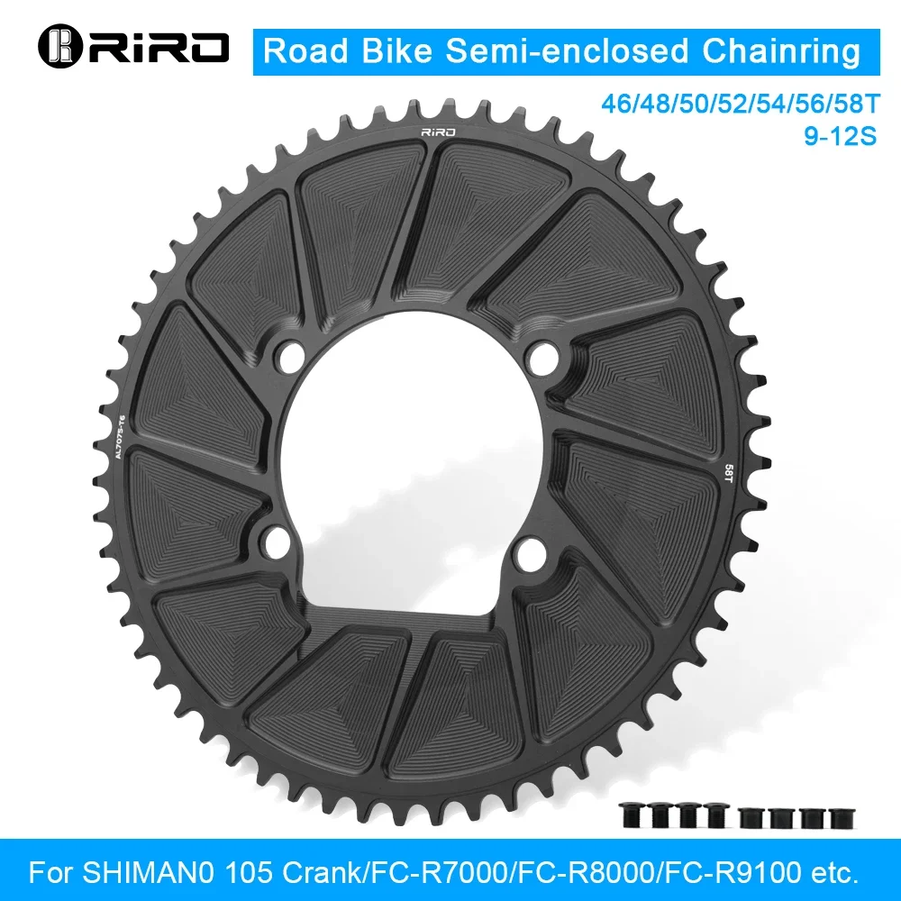 

RIRO Bicycle Chainwheel 110BCD 46/48/50/52/54/56/58T Bike Crown Chainring Road Bike Single Sprocket for Shimano 105/FC-R7000
