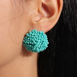 Multicolor Ethnic seedbeads Handmade Clip on Earrings Non Pierced Women's Trendy Geometric seabeach Jewelry Accessorie Wholesale