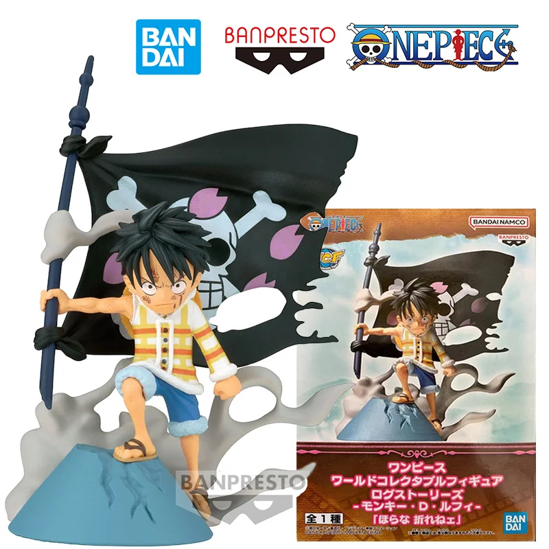 Bandai Banpresto One Piece WCF Log Stories Monkey D Luffy 8Cm Anime Original Action Figure Model Toy Birthday Gift Collection