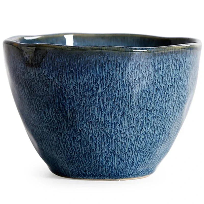 

Deep blue finch Creative bowl Irregular Ceramic Salad Large soup Deep noodle dessert bowl rice fruit bowl