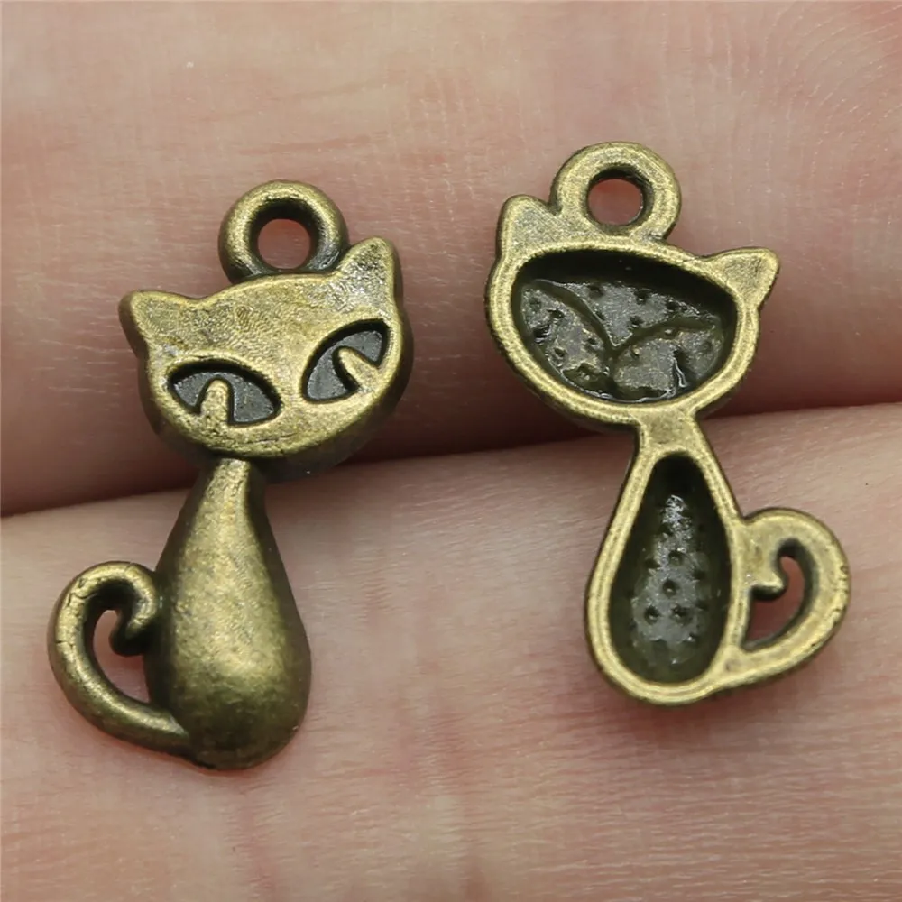 WYSIWYG 20pcs 17x9mm Pendant Cat Cat Charm Pendants For Jewelry Making Antique Silver Color Fox Pendants image 3