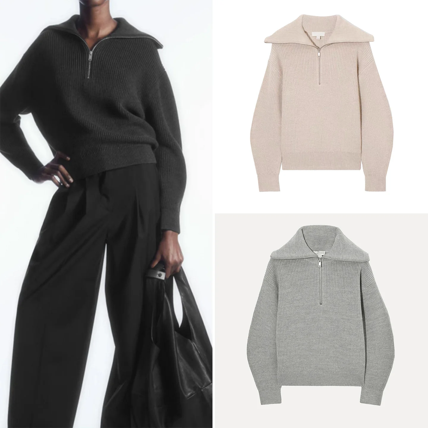 

Loose Knitted Sweater Women's Sle Collared Knitwear Autumn New Arrival Z Brand Casual Long Sve Zipper Closure