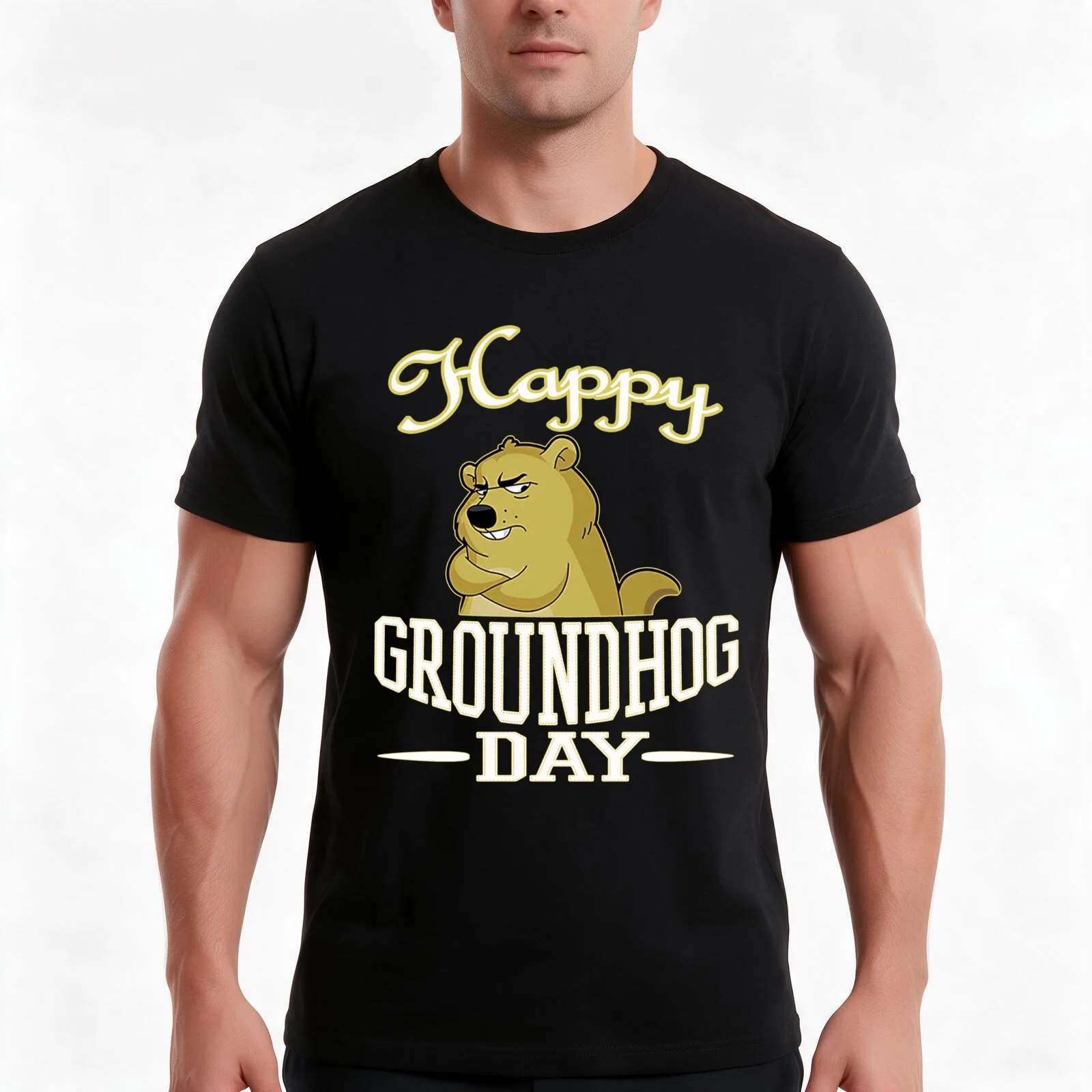 Happy Groundhog Day with Punxsutawney Phil's Funny Gift T-Shirt Summer Casual Cotton Tee Oversized Streetwear Tops