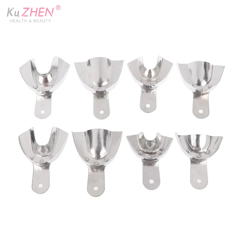 2Pc Silver Upper And Lower Autoclavable Teeth Tray Teeth Holder Aluminum Alloy Dental Impression Trays Lab Equipment DentistTool