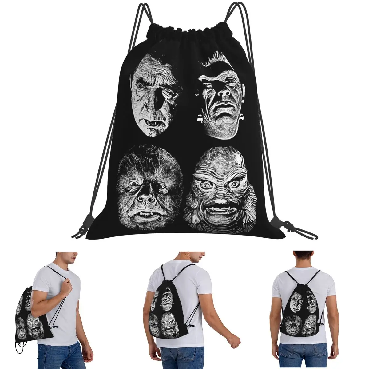 Universal Studios, Monsters,dracula, Wolfman, Frankenstein Backpacks Portable Drawstring Bags Sports Bag Book Bags Students