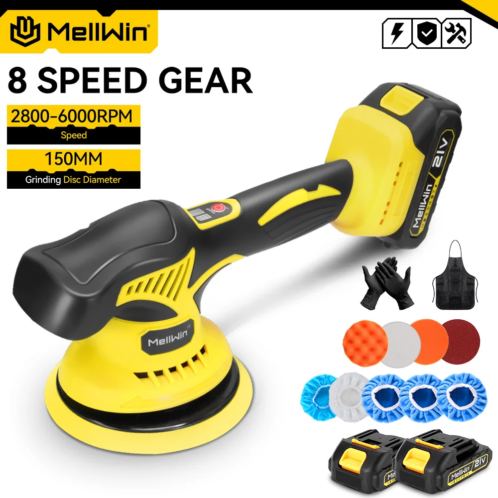 MELLWIN 6000 giri/min Cordless Auto Elettrica Lucidatore 8 Regolazione Auto Lucidatura Disco Ceretta Strumento di Tenuta Per Makita 18V Batteria Spille
