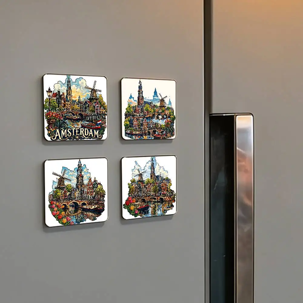 Funny AMSTERDAM Refrigerator Magnets Cute Cartoon Magnetic Personality Decorations Creative Gifts