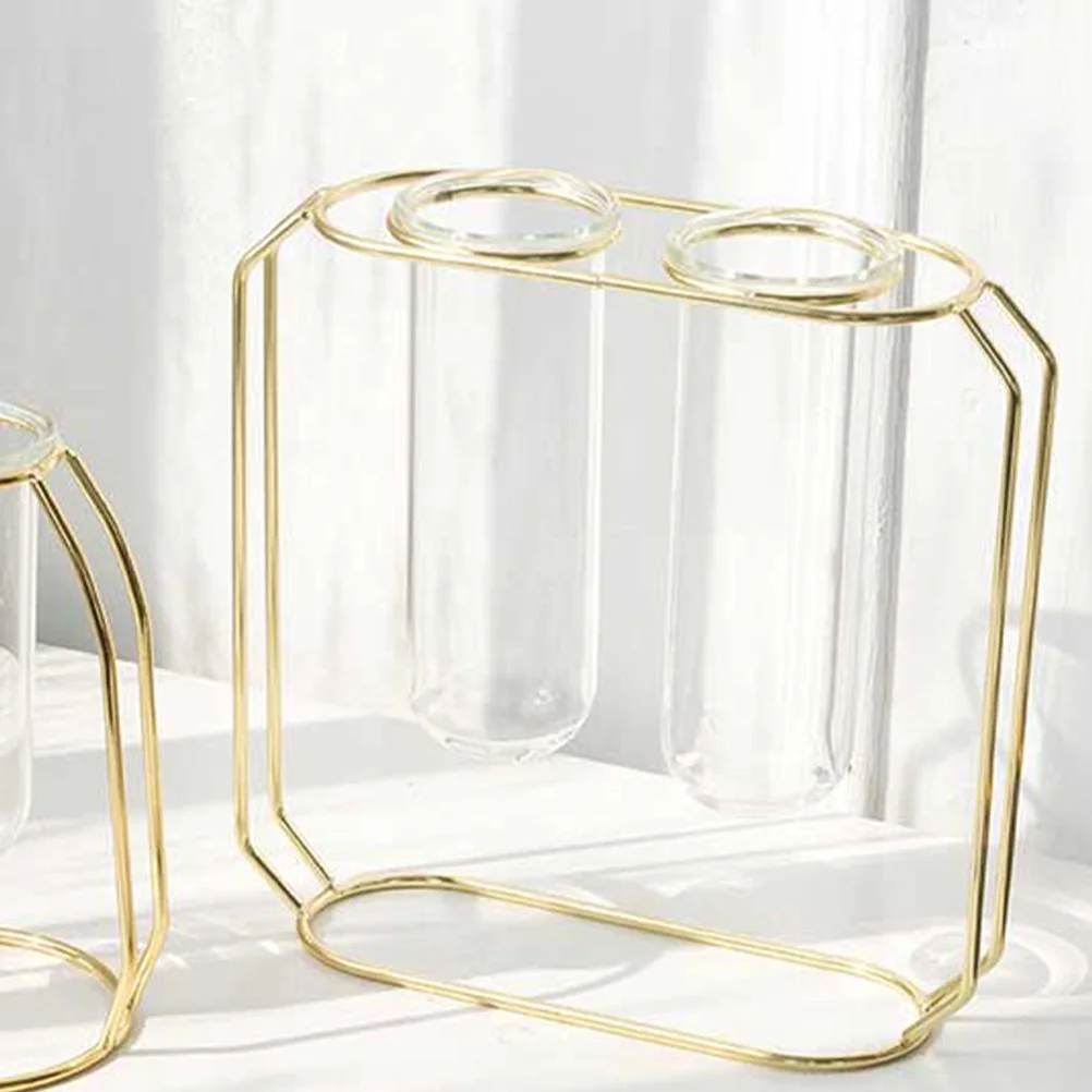 

1Set Water Cultivation Flower Stand Glass and Iron Flower Planter for Home Office Decor Stylish Terrarium Vase Arrangement