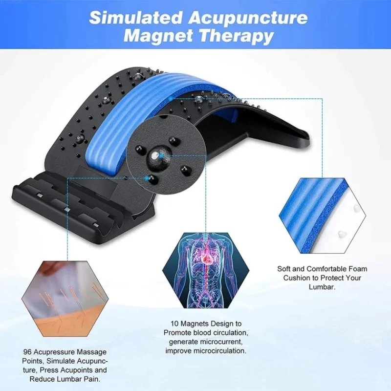 Magnettherapie-Rückenstrecker Mehrstufig Einstellbarer Massagegerät Taille Nacken Fitness Lendenwirbel Halswirbelstütze Schmerzlinderung