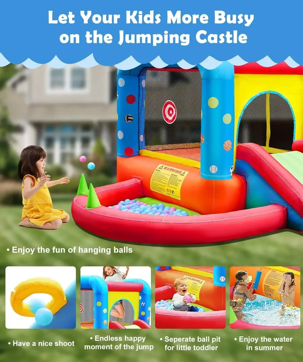 Step4Fun Inflatable Bounce House, Kids Castle Slide Bouncer for Children Jumping Outdoor and Indoor Party, Baby Backyard Water J view 3