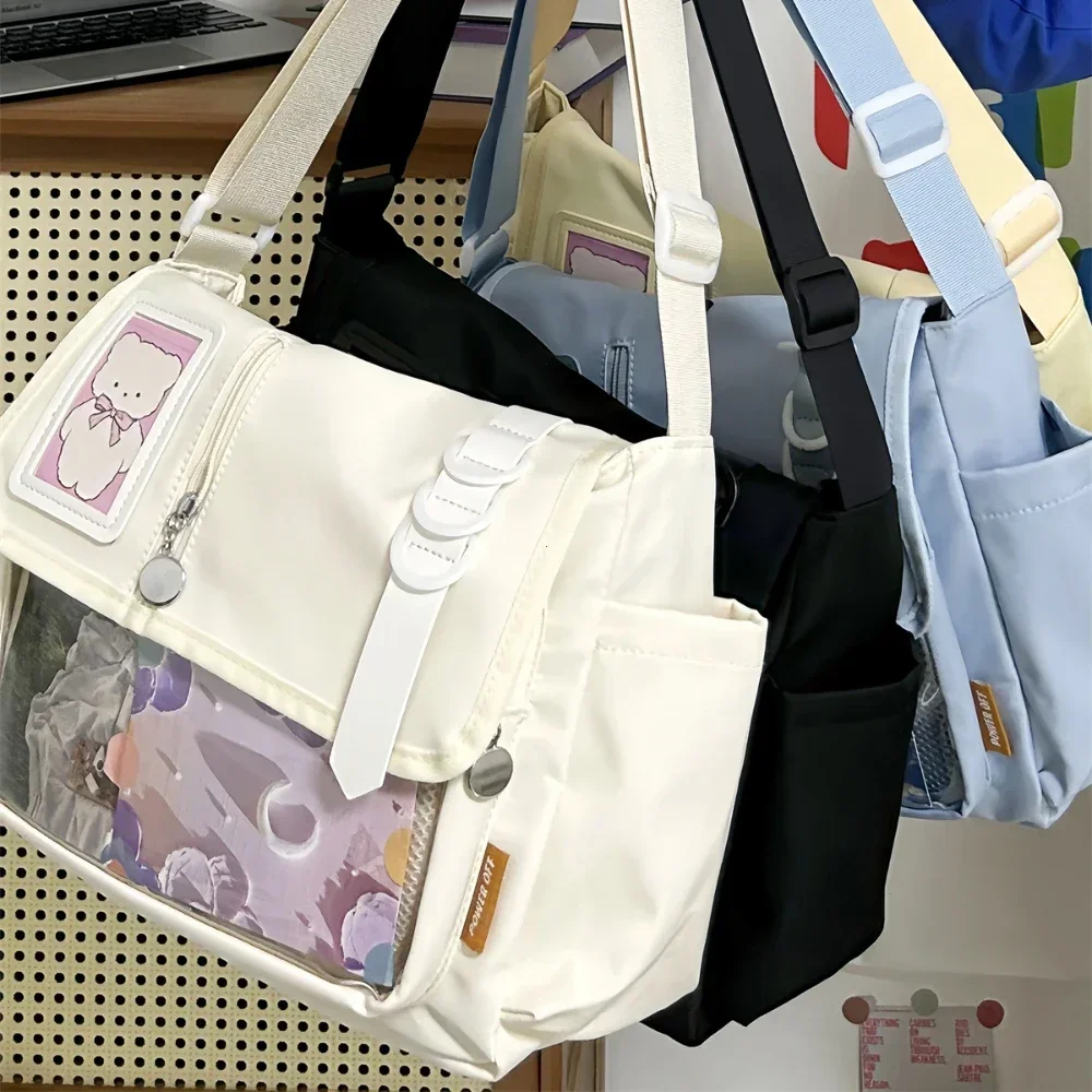 

2025 New Japanese Harajuku School Bags for Teenage Girls New Transparent Itabag Crossbody Bag DIY Badges Display Plate Ita Bag