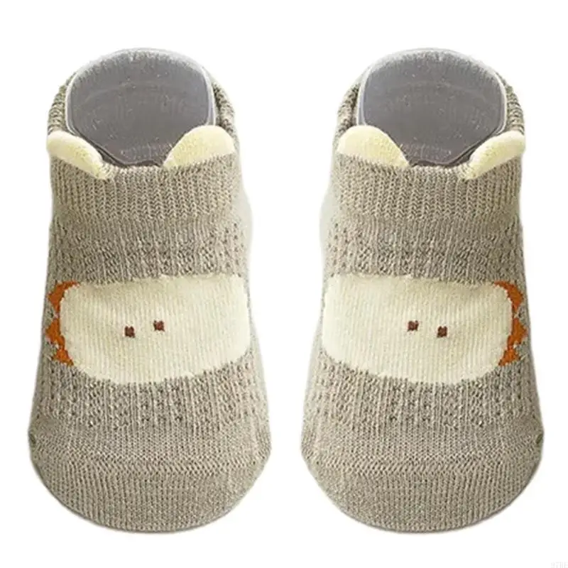 97BE Toddlers Socks Breathable Baby Ankle Socks Spring Cotton Socks with Anti Skid Soles High Elastic Baby Grip Sock