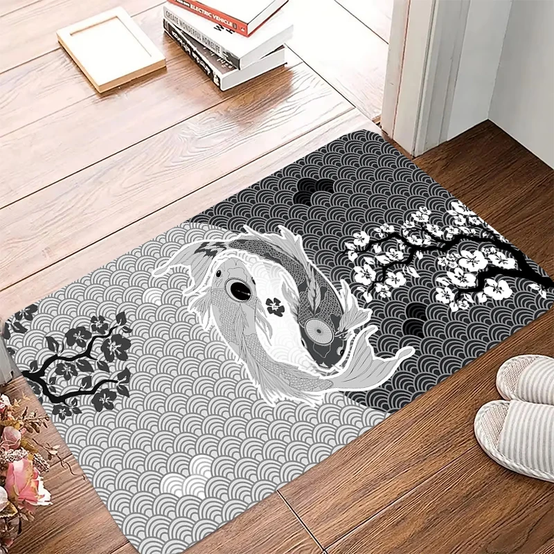 Yin Yang Pattern Kitchen Mat Home Entrance Doormat Living Room Bedroom Balcony Carpet Bathroom Hallway Door Anti-Slip Foot Rug