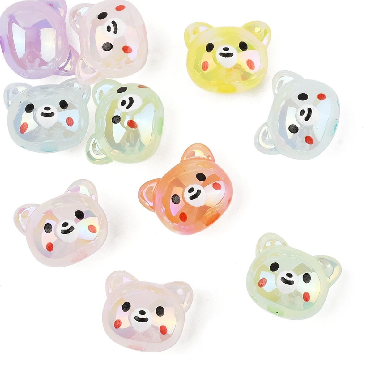 10 Pcs Acrylic Beads AB Color Plated Bear Beads for Cute Jewelry DIY Making Friend Gifts Handmade view 2