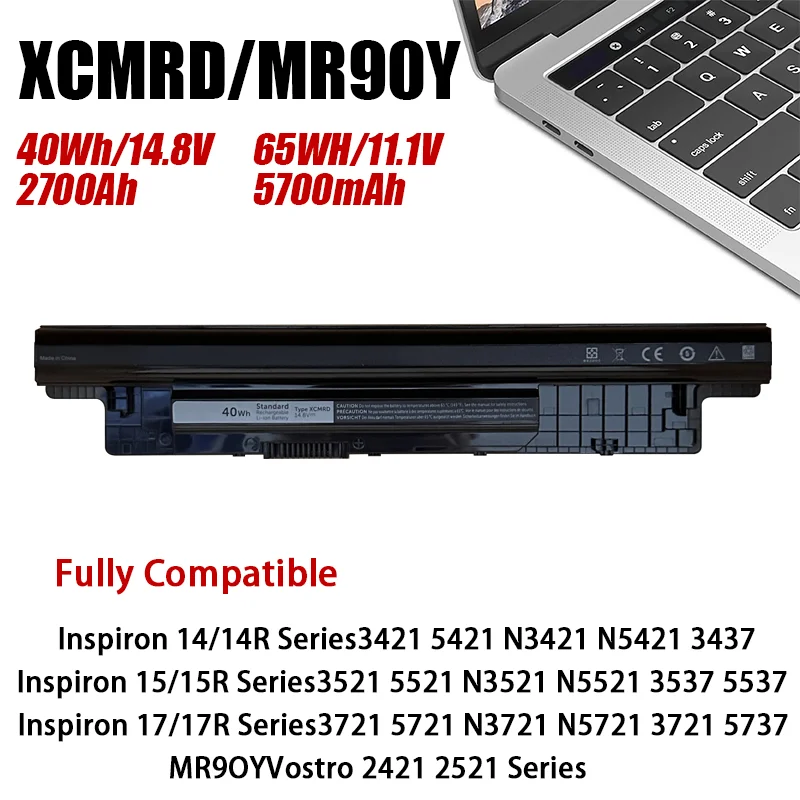 

XCMRD 40Wh MR90Y 65WH Аккумулятор для ноутбука Dell Inspiron 3421 3437 3442 3443 3521 3721 3737 5421 5437 5537 3537 5521 5721 5737