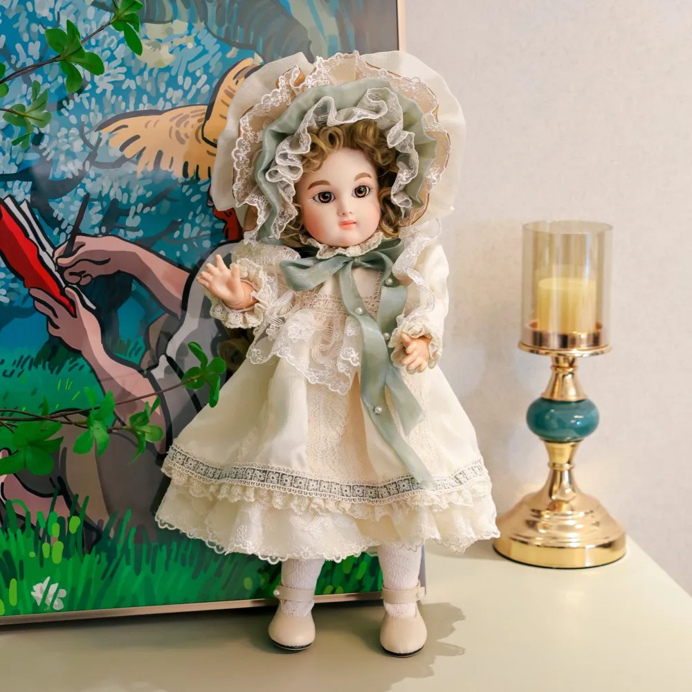 16 Inch Thick Soup Retro BJD Doll Victorian Style Vinyl Doll Can Pose Spherical Joint Doll For Boys Girls Toys Gift With Bracket