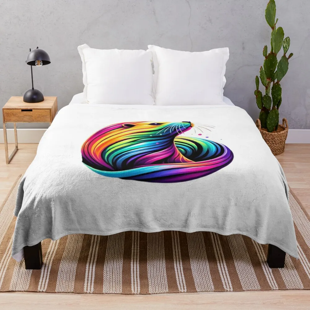 

Marine Rainbow: The Colorful Majesty of the Deep Lion Throw Blanket halloween for winter Thin Bed covers Blankets