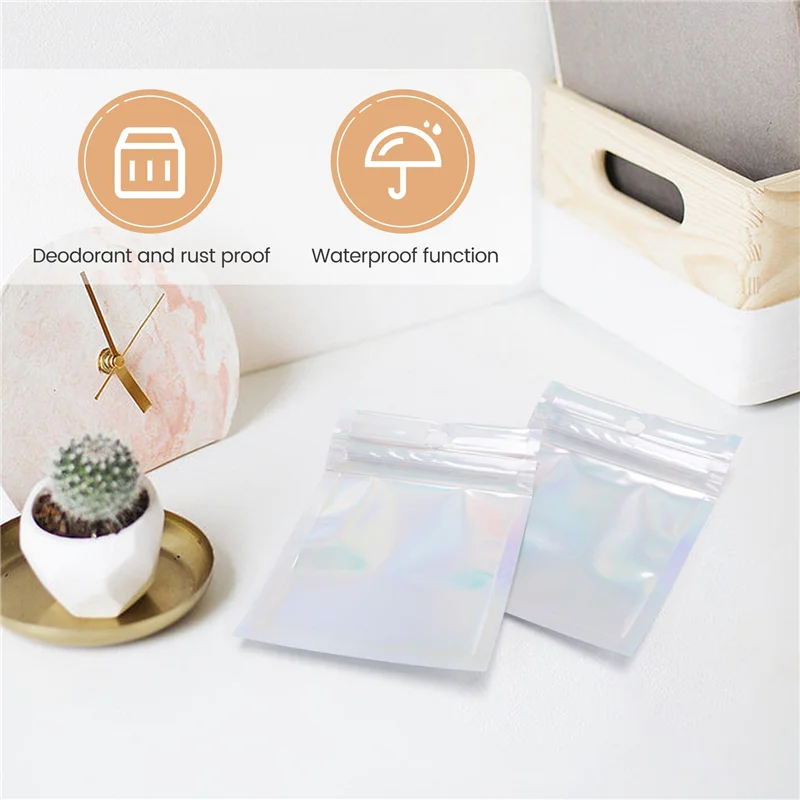 

【Party-Decoration】200 Pieces Resealable Smell Proof Bags Foil Pouch Bag Flat Zipper Closure Bag For Party Favor Food Storage (Ho
