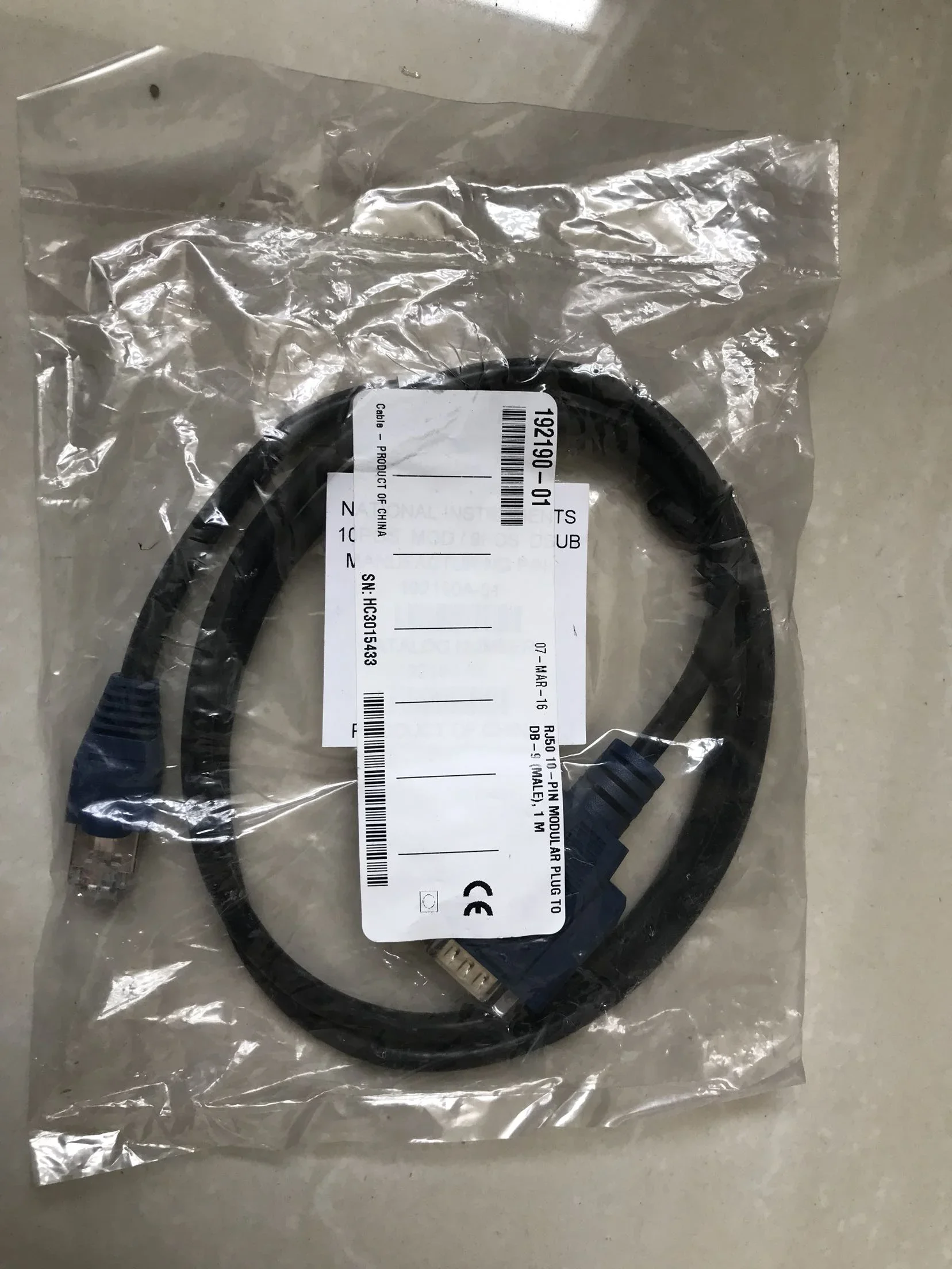 

2025.4 New Original 192190-01 NI RJ50 10 Pin Modular Plug To DB-9 (male) 1 Meter