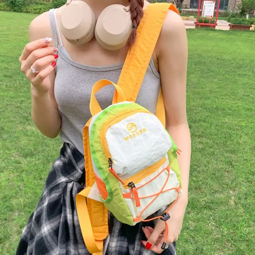 Koreaanse stijl outdoor rugzak met trekkoord effen kleur waterdichte reis nylon rugzak sport woon-werk wandelen schoudertas meisjes