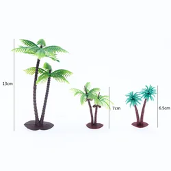 2Pcs Mini Beach Ocean Coconut Tree Miniature Model Micro Landscape Architecture Sand Table Props Baking Cake Decor Ornaments