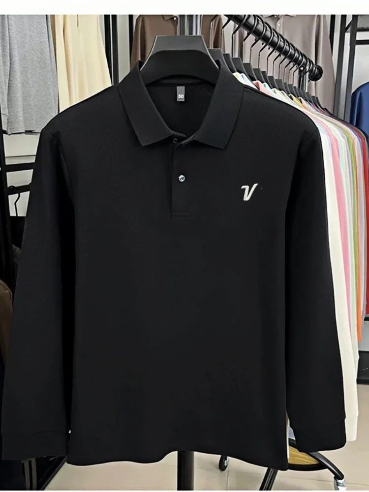 جولف ماركة قميص بولو بأكمام طويلة 100% القطن رسالة مطرزة الرجال أفضل الخريف جديد مريح وتنفس تي شيرت غير رسمي #5