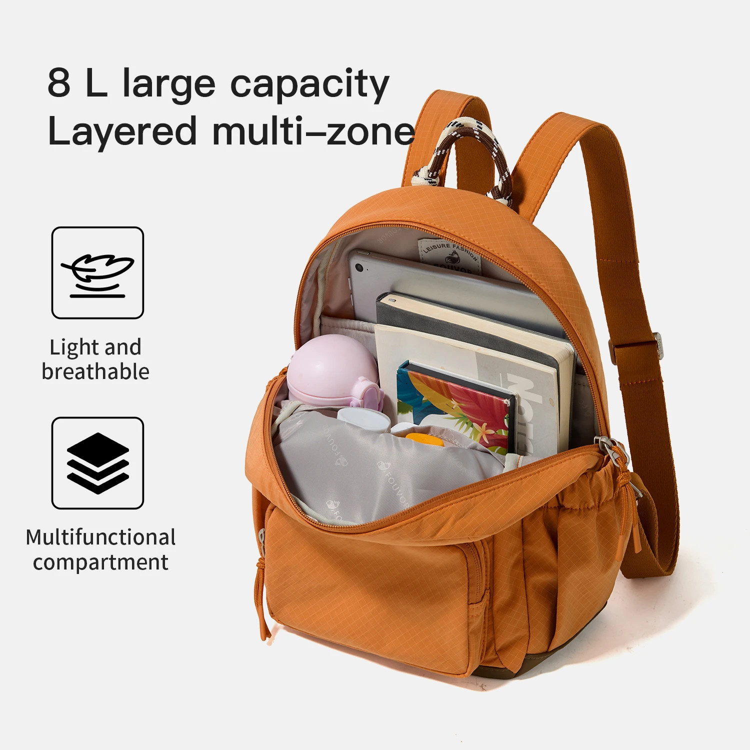 Fouvor Lightweight Water Resistant Backpack Multi Compartment Travel Bag Casual Outdoor Small Student Backpack 3103-06 3103-07