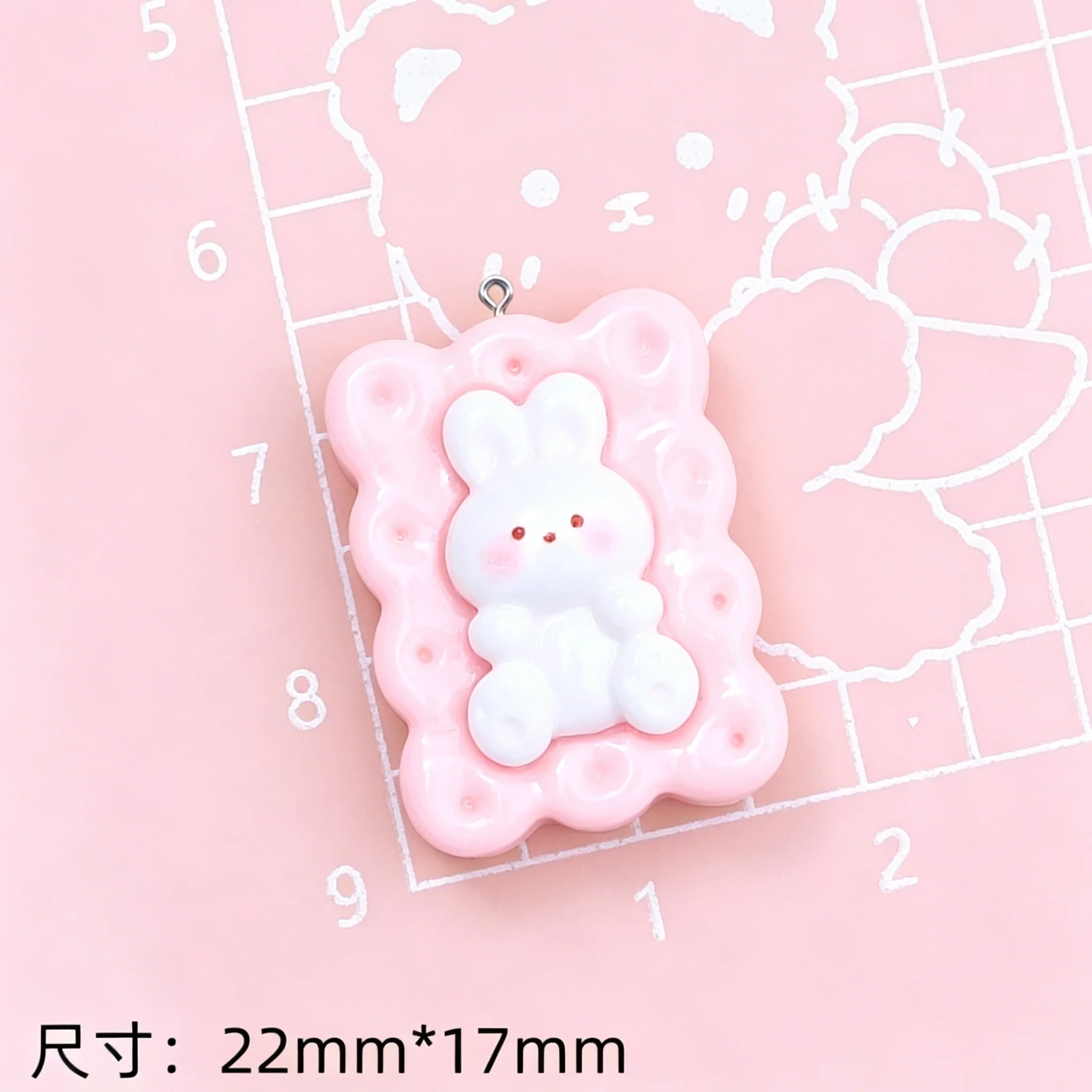 10Pcs Kawaii Rabbit Cookies Resin Pendants Simulation Charms for DIY Earring Necklace Bracelet Jewelry Making