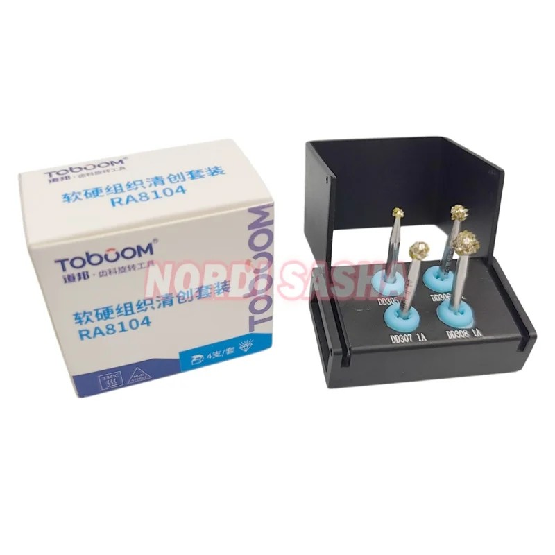 4Pcs/Set Dental Implant Degranulation Bur Kit Cleaning Extraction Socket Ball Burs Diamond Debridement Soft Tissue Removal From