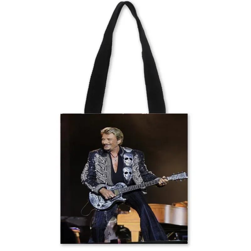 New Arrival Johnny Hallyday Handbag Fashion Printing Canvas Fabric Bags Traveling Casual Useful Cloth Shoulder Bag image 3