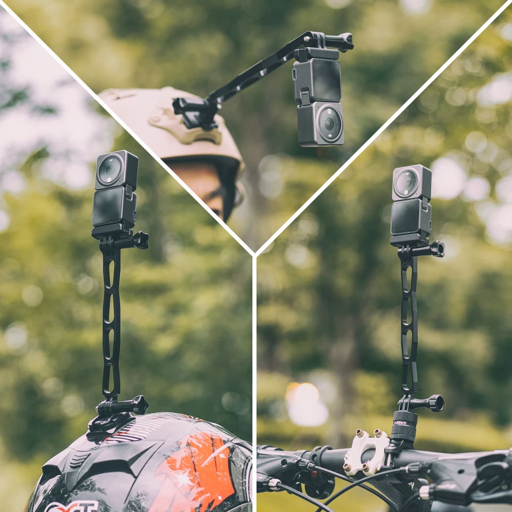 Gopro用アルミニウム合金エクステンションアーム、メタルポールマウントヘルメットスティックエクステンションアームマウント、Gopro Hero 13/12/11 DJI Action 5/4用