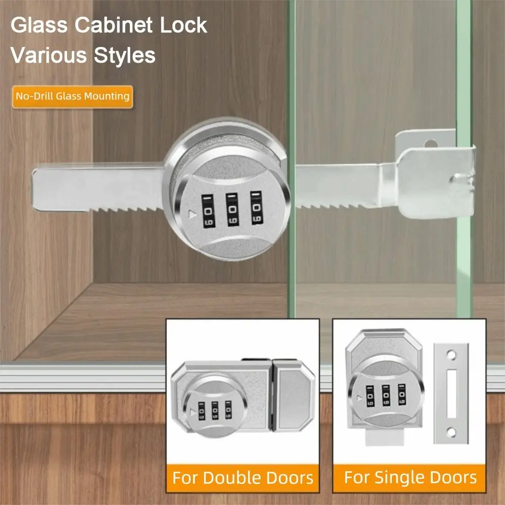 

Zinc Alloy Combination Password Lock PunchFree Mounting Double Opening Glass Door Lock Serrated Lock Single Opening