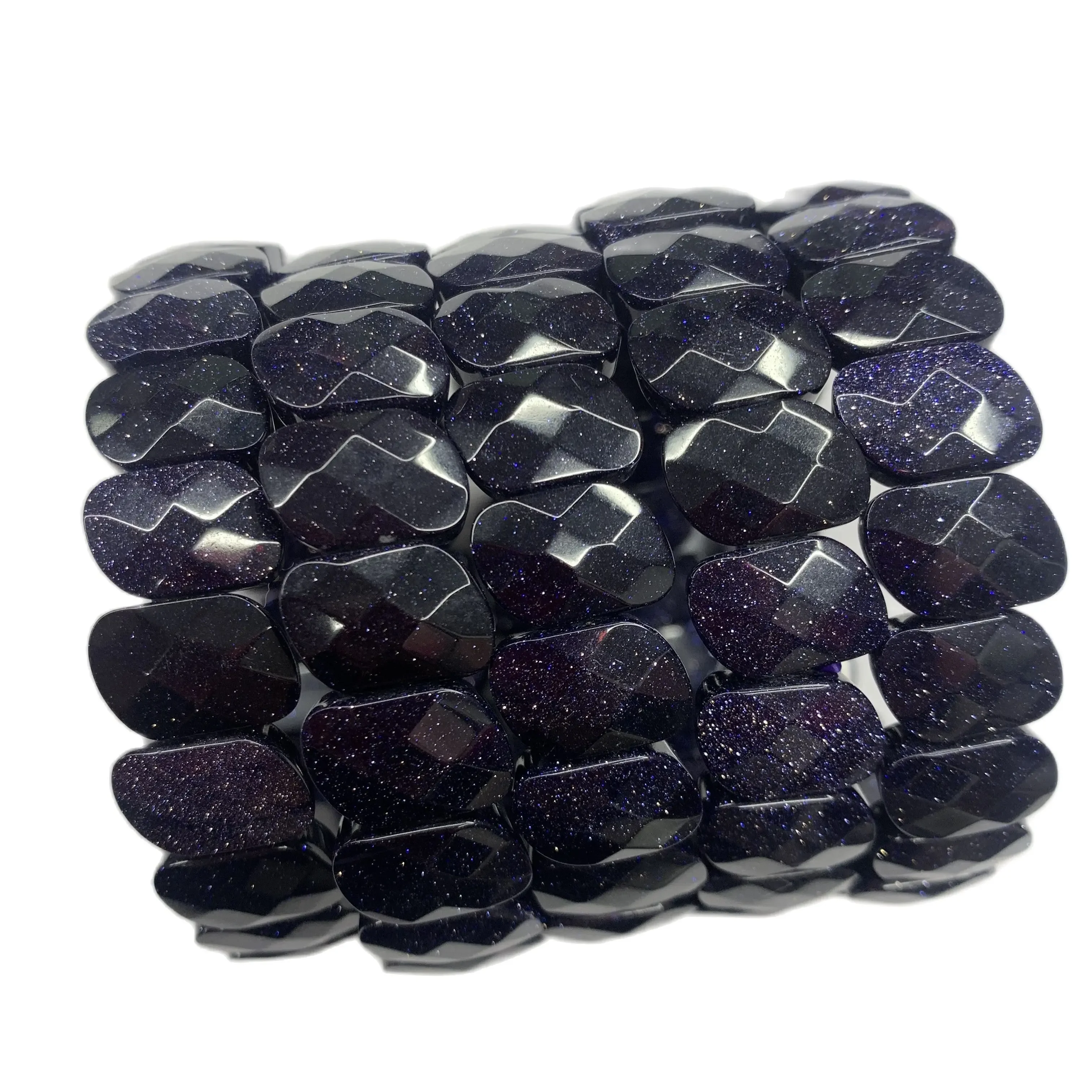 New Blue Sand Stone Leaf Shape 11*13mm Elastic Fashion Bracelet Fashion Charm String Jewelry Unisex Party Gift Wholesale Trendy