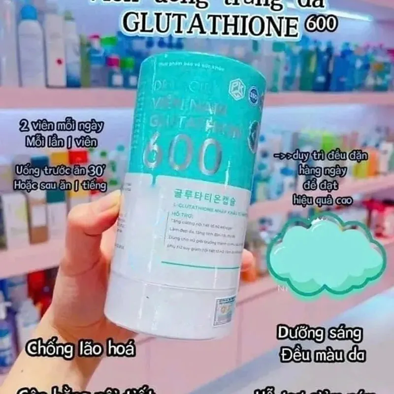 Viên Glutathion 600 Hỗ trợ giảm nám tàn nhang giúp trắng da làn da trẻ trung, trắng sáng, mịn màng Chống lão hóa